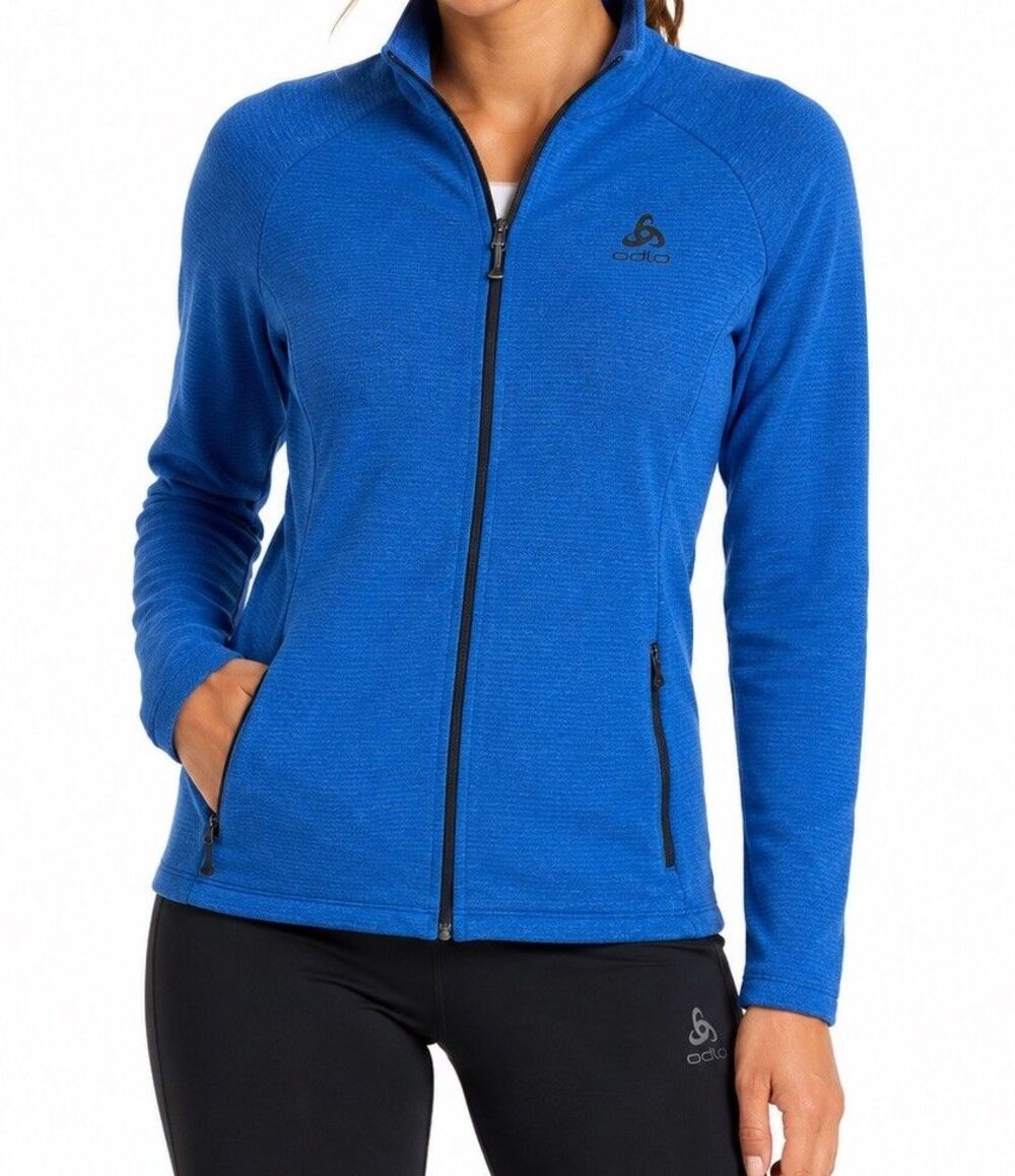Odlo Women's Full Zip Fleece Jacket Blue Size Small Performance Outdoor Hiking